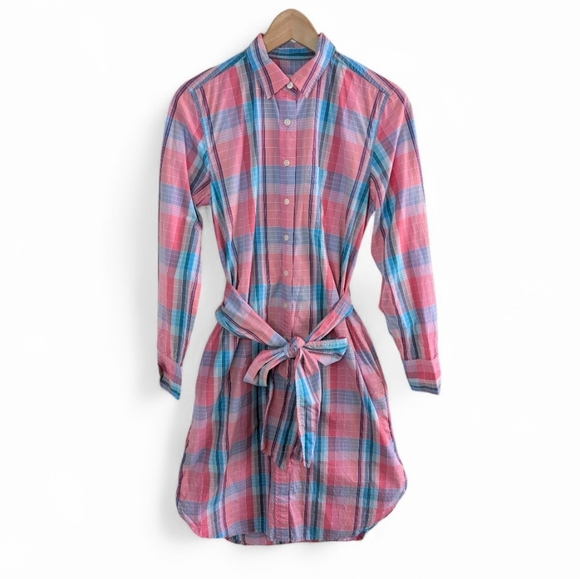 J. Crew Dresses & Skirts - J. Crew Plaid Shirt Dress Pink 4